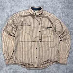 VTG Rocky Mountain Clothing asymmetrical placket pinstripe workwear shirt mens M